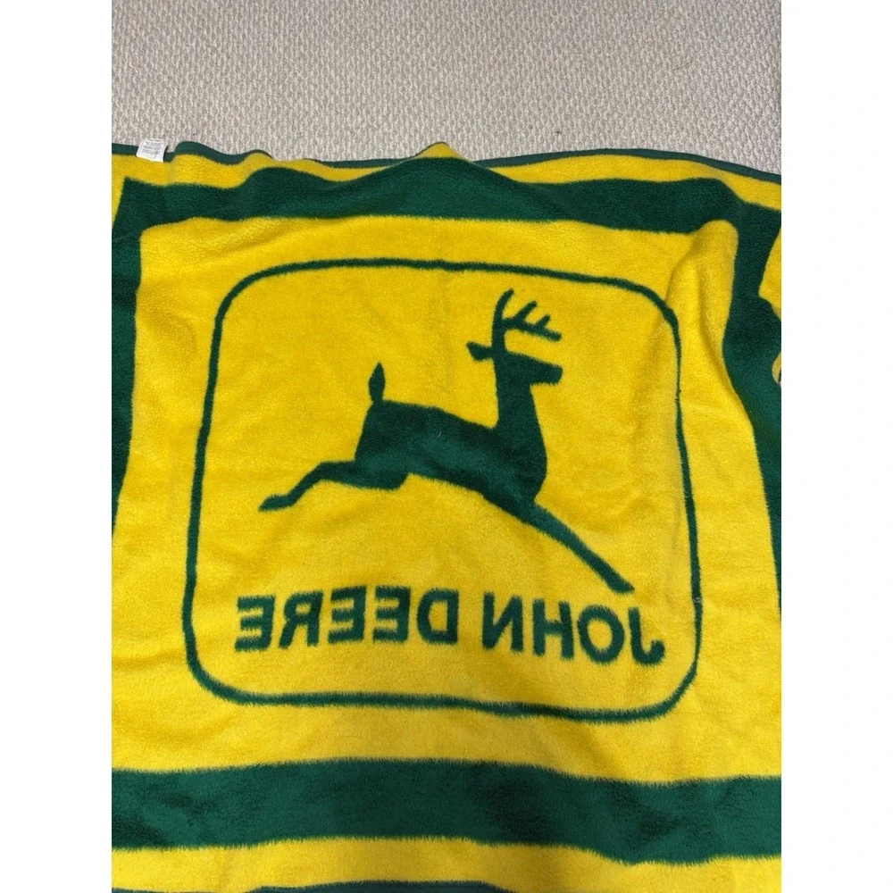 Vintage JOHN DEERE  Blanket Green Yellow  Reversible Biederlack of America
